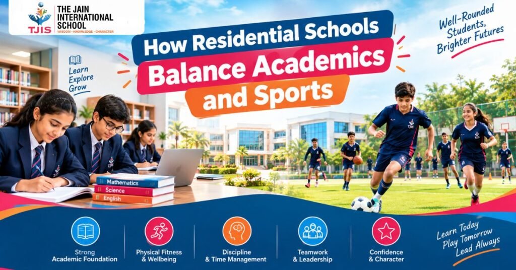 Many parents worry that a packed academic schedule leaves little room for play, hobbies or personal growth. A well-run residential school shows otherwise. Because students live on campus, the school shapes the entire day, from the first bell to lights-out, so studies, sports and life skills support one another instead of competing. At TJIS, a leading CBSE residential school in Hyderabad, this balance is built into every student's daily routine. This guide explains how it works and what parents should look for. Why Balance Matters in A Residential School Children learn best when mind, body and character grow together. Regular physical activity improves focus and mood, while structured routines reduce stress and last-minute exam pressure. in a day school, this balance depends largely on how families manage the evening hours. On a residential campus, it is built into the timetable, with dedicated time for study, practice, rest and recreation. This integrated approach helps students avoid burnout and build habits that stay with them for life. Academics: Structured Learning With Personal Attention A Disciplined Daily Timetable Morning classes follow the CBSE curriculum with concept-based teaching, practical activities and regular assessments. Evening study hours, supervised by teachers, let students finish homework, revise and clear doubts on the same day. This continuous support builds consistent study habits and reduces the need for outside tuition. Support For Every Learner Strong residential schools offer remedial sessions for students who need extra help and enrichment programmes for high achievers preparing for Olympiads, NEET, JEE or other competitive exams. Because teachers and mentors are always close at hand, progress is tracked closely and parents receive regular updates. You can read more about our school and teaching philosophy to see how academics are planned. Sports: Fitness, Teamwork and Resilience Sports are an essential part of residential life, not an optional extra. Early-morning fitness sessions and evening practice give students a healthy release after hours of study. Cricket, football, basketball, athletics, badminton, yoga and indoor games teach lessons that classrooms cannot: teamwork, leadership, discipline, handling defeat and celebrating the success of others. Residential campuses have a clear advantage here. Students can train with qualified coaches every day, use well-maintained grounds and courts, and compete in inter-house and inter-school tournaments. Children with serious sporting ambitions get the extended practice hours that a commute-bound day schedule rarely allows. Good nutrition and on-campus medical support keep young athletes fit and safe. The hostel and campus facilities, from playgrounds to dining halls, play a major role in making this possible. Life Skills: Preparing Children For The Real World Independence and Responsibility Hostel life naturally teaches self-management. Students keep their rooms tidy, organise their belongings, manage their time and take responsibility for their choices. These small daily habits grow into maturity and self-reliance. Social and Emotional Growth Living with peers from different backgrounds builds empathy, communication and conflict-resolution skills. Mentors, house parents and counsellors guide students through homesickness, peer pressure and exam stress, helping them develop emotional resilience. Clubs, debates, music, art, community service and leadership roles in school houses further sharpen confidence and public speaking. Values and Etiquette Shared meals, assemblies, festivals and cultural events teach respect, punctuality, gratitude and good manners, qualities that matter as much as marks in later life. A Sample Day At A Well-Balanced Residential School Early Morning: Wake-up, fitness or yoga, and breakfast Morning To Afternoon: CBSE classes, labs and activities Late Afternoon: Sports practice and co-curricular clubs Evening: Supervised study, doubt clearing and revision Night: Dinner, recreation, reading time and lights-out This rhythm gives each area of development its share of time without overwhelming the child. What Parents Should Check Before Choosing Ask the school for its daily timetable and see how study, sport and rest are distributed. Meet the coaches, wardens and teachers, and look closely at the playground quality, student-teacher ratio, counselling support and communication policy. Once you have shortlisted a school, review the admission process so you understand eligibility, documents and timelines well in advance. Conclusion Want to see how this balanced approach works in real life? Our admissions team is ready to show you around the campus, share the daily routine and answer every question. Contact Us to schedule your campus visit and give your child the best start.